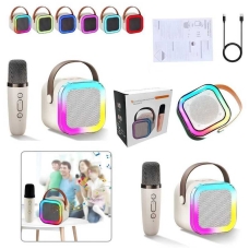 Караоке 28308 (7) 3 кольори, мікрофон, підсвічування, bluetooth, підсвічування, зміна голосу, type-c, AUX роз’єм, в коробці, ВИДАЄТЬСЯ МІКС