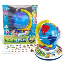 Диво-глобус 62609 (12) "WToys", ОЗВУЧУВАННЯ УКРАЇНСЬКОЮ МОВОЮ, 7 віршів, 7 пісень, 10 казок, ноти, цифри, сортер, намистини, підсвічування, в коробці