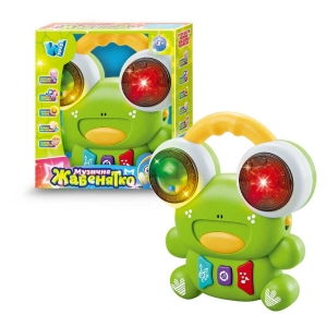 Музичне жабенятко 61653 (72) "WToys", ОЗВУЧУВАННЯ УКРАЇНСЬКОЮ МОВОЮ, 10 пісень, 10 казок, 10 скоромовок, підсвічування, барабан, брязкальце, в коробці