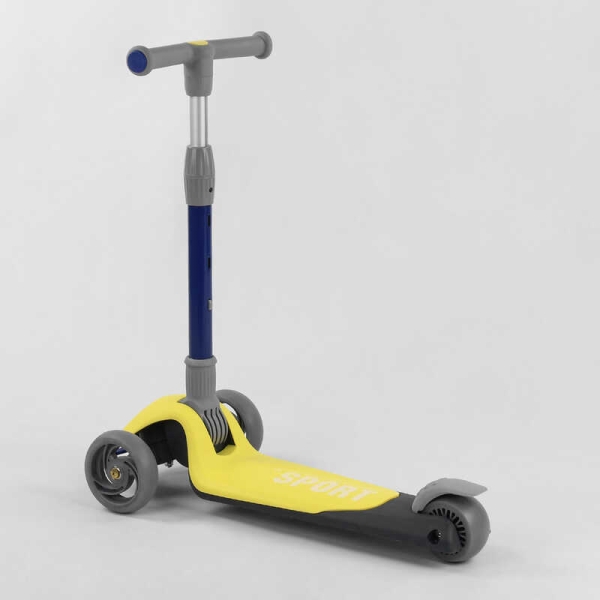 Самокат триколісний F-55295 (6) Best Scooter, ЖОВТИЙ, складене алюмінієве кермо, 3 колеса PU зі світлом, d = 120*35 мм