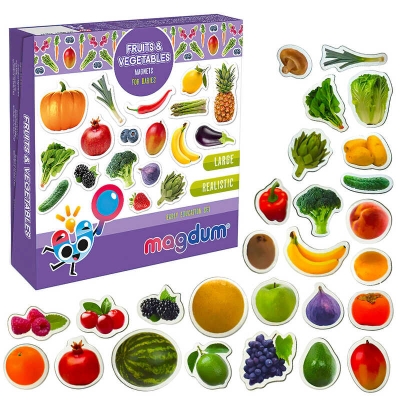 гр Набір магнітів ML4031-15 EN "Fruits and vegetables" (33) "Magdum", англ. мова, в коробці