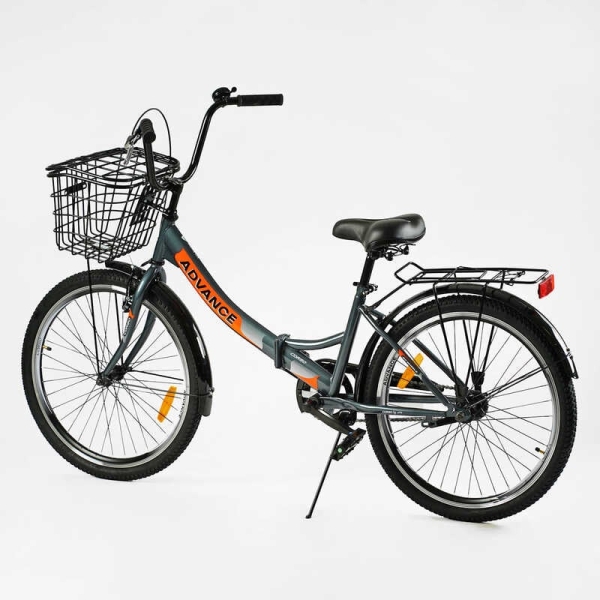 Велосипед складний Corso 24" Advance AD-24715 + КОШИК,  одношвидкісний, складна сталева рама 14", корзина, багажник