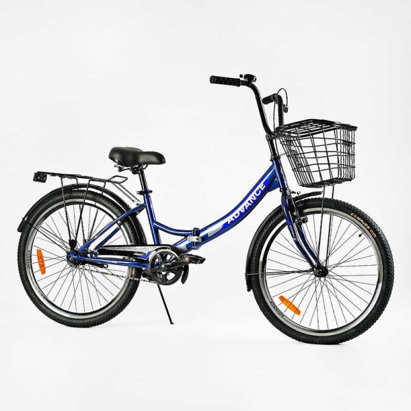 Велосипед складний Corso 24" Advance AD-24003  + КОШИК, одношвидкісний, складна сталева рама 14", корзина, багажник