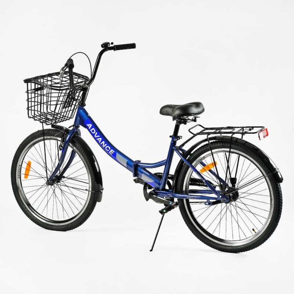 Велосипед складний Corso 24" Advance AD-24003  + КОШИК, одношвидкісний, складна сталева рама 14", корзина, багажник