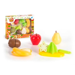 Набір продуктів “Кулінарна фантазія” 22140 (96/2) WToys, 12 елементів, фрукти на липучках, дошка для нарізання, ніж, в коробці