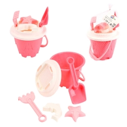 Набір для гри з піском 1553 (12) "Technok Toys", відерце, сито, формочки для піску, у сітці