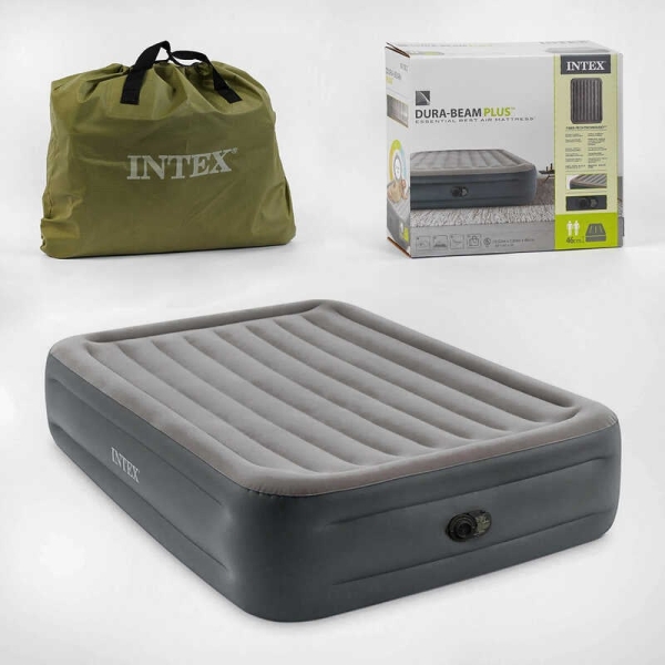 Intex Велюр матрас 64126 NP/ND (2) 152х203/206х46 см, встроенный электрический насос, двуспальный