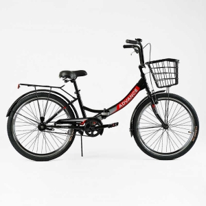 Велосипед складний Corso 24'' Advance AD-24400 + КОШИК, одношвидкісний, складна сталева рама 14'', корзина
