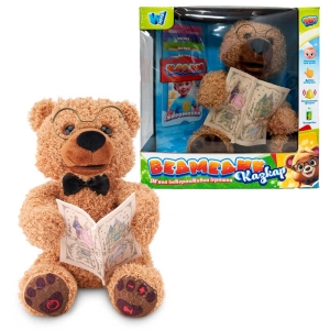 Ведмедик казкар 31515 (16/2) "WToys", ОЗВУЧУВАННЯ УКРАЇНСЬКОЮ МОВОЮ, 15 аудіоказок, 5 карток із казками, скоромовки та звукові ефекти, рухливий ротик, кнопки на лапках, в коробці