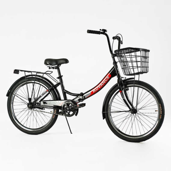 Велосипед складний Corso 24'' Advance AD-24400 + КОШИК, одношвидкісний, складна сталева рама 14'', корзина