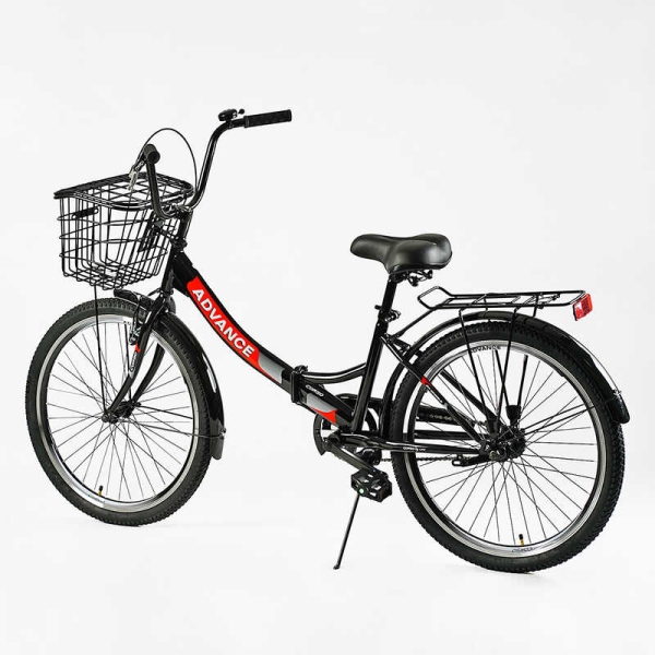 Велосипед складний Corso 24'' Advance AD-24400 + КОШИК, одношвидкісний, складна сталева рама 14'', корзина