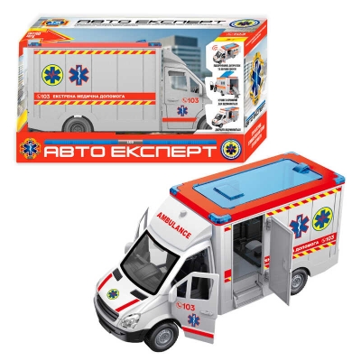 Машинка TK 97569 (24) "Авто Експерт", "Швидка допомога", ОЗВУЧ УКР МОВОЮ, інерція, звук, підсвіч, вірші, пісні, двері, та дах відчиняються, в коробці