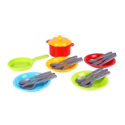 Набір посуду "Маринка 10" 1646 (30) "Technok Toys", каструля, сковорідка, кришка, 4 тарілки, 4 комплекти столових приладів, в пакеті
