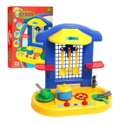 Кухня №2 2117 (8) "Technok Toys", пательня, 2 тарілки, 2 чашки, столове приладдя, плита, мийка, полиці, в коробці