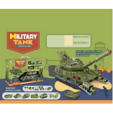 Танк-гараж HS 8010 A (18) звуки, підсвічування, розкладається, металопластикові міні-моделі, рухомі елементи, декорації, в коробці