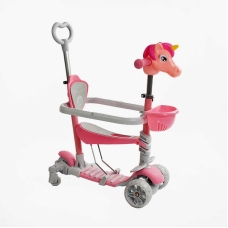 Самокат 5в1 P-63700 Best Scooter, з ДОП. КОЛЕСАМИ, захисний бампер, PU колеса зі світлом, в коробці