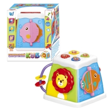 Музичний мультибокс 38955 (72/2) "WToys", ОЗВУЧУВАННЯ УКРАЇНСЬКОЮ МОВОЮ, пісеньки, казки, назви тварин, цікаві історії, підсвічування, пальчикові ігри, брязкальце, тріскачка, в коробці