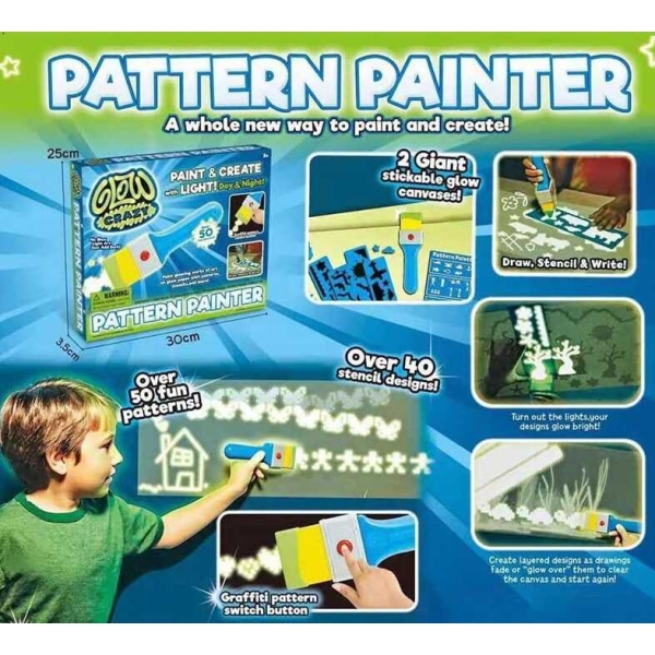 Планшет Magic Pad 3D для рисования D 6230 (96/2) светящаяся кисть, 4 трафарета, 2 клейких светящихся полотна бумаги, лист с узорами, в коробке