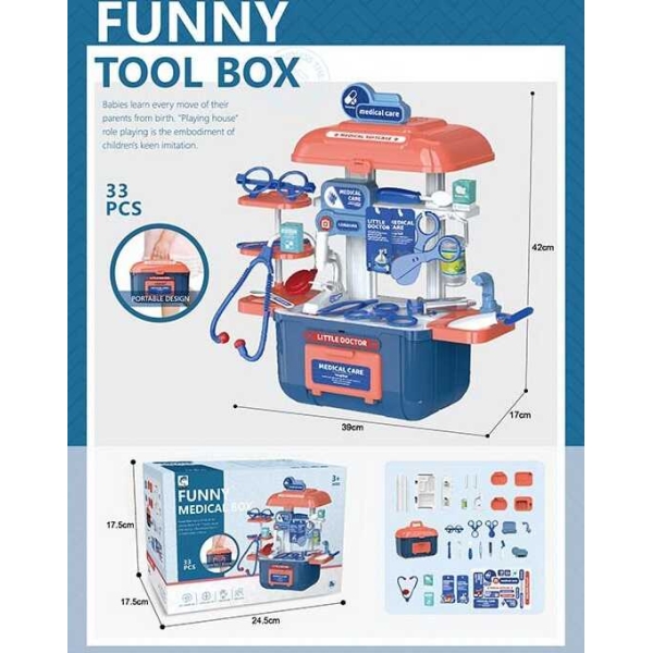 Набір лікаря 628 A 22 (36/2) "Funny medical box", 33 елементи,  у коробці