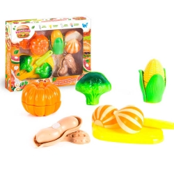 Набір продуктів “Кулінарна фантазія” 22370 (96/2) WToys, 12 елементів, овочі на липучках, дошка для нарізання, ніж, в коробці
