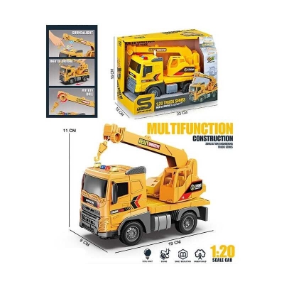 Спецтехніка JS 174 (48/2) "Автокран", масштаб 1:20, інерція, підсвічування, звуки, гумові колеса, рухомі елементи, в коробці