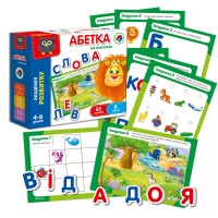 гр Абетка на магнітах /укр/ - VT5411-03 (12) "Vladi Toys", 64 магнітні літери, 8 карток із завданнями