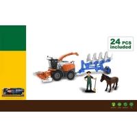 Комбайн 550-37 K (24/2) підсвічування, звуки транспорту, інерція, гумові колеса,фігурка людини й коня, навісне обладнання від’єднується, в коробці