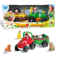 Трактор музичний 37586 (12/2) "WToys", ОЗВУЧУВАННЯ УКРАЇНСЬКОЮ МОВОЮ, підсвічування фар, віршики, казки, пісні, назви і звуки тварин, рух вперед, в коробці