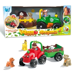 Трактор музичний 37586 (12/2) "WToys", ОЗВУЧУВАННЯ УКРАЇНСЬКОЮ МОВОЮ, підсвічування фар, віршики, казки, пісні, назви і звуки тварин, рух вперед, в коробці