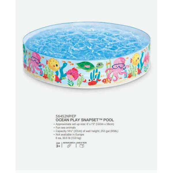 Intex Басейн 56452 NP "Океан" (6) розміром 183x38 см, об'єм: 958л при 80 наповненні, від 3-х років