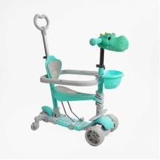 Самокат 5в1 P-67303 Best Scooter, з ДОП. КОЛЕСАМИ, захисний бампер, PU колеса зі світлом, в коробці
