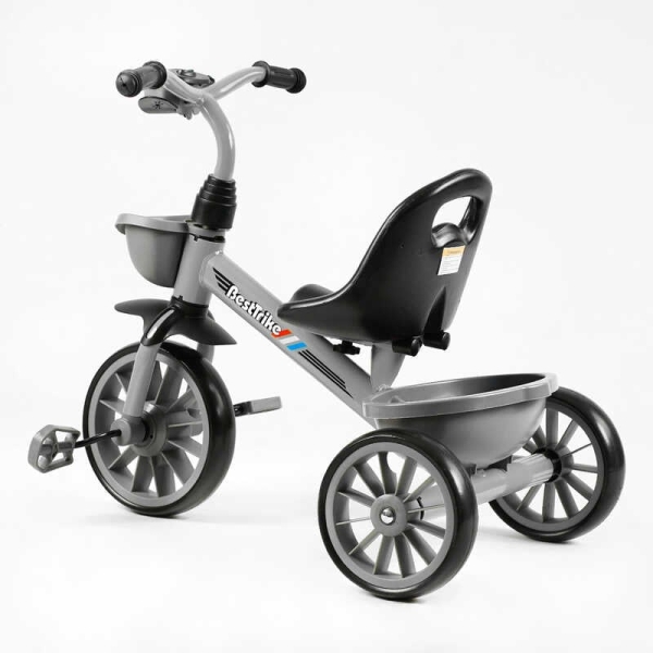 Велосипед 3-х колісний BS-18125 "Best Trike" колеса EVA переднє 12", заднє 10", сталева рама, фара з музикою та світлом, 1 пісня українською та 2 англійською, 2 кошики, в коробці