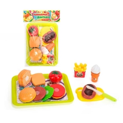 Набір продуктів “Кулінарна фантазія” 551188 (96/2) WToys, 18 елементів, на липучках, дошка для нарізання, ніж, таця, у пакеті