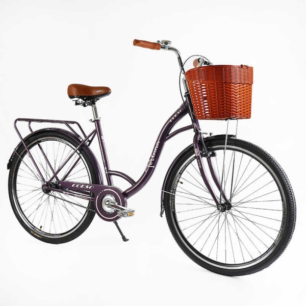 Велосипед міський Corso FORTUNA 28" FR-28722 + КОШИК одношвидкісний, сталева рама 20", корзина, багажник