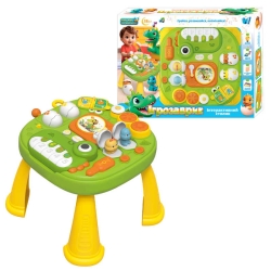 Інтерактивний столик "Ігрозаврик" 17464 (12) WToys, Українське озвучення, підсвічування, 10 скоромовок, 10 казок, 10 пісень, барабани, піаніно, рухомі елементи, пискавка, ноти, звуки, ігри, в коробці
