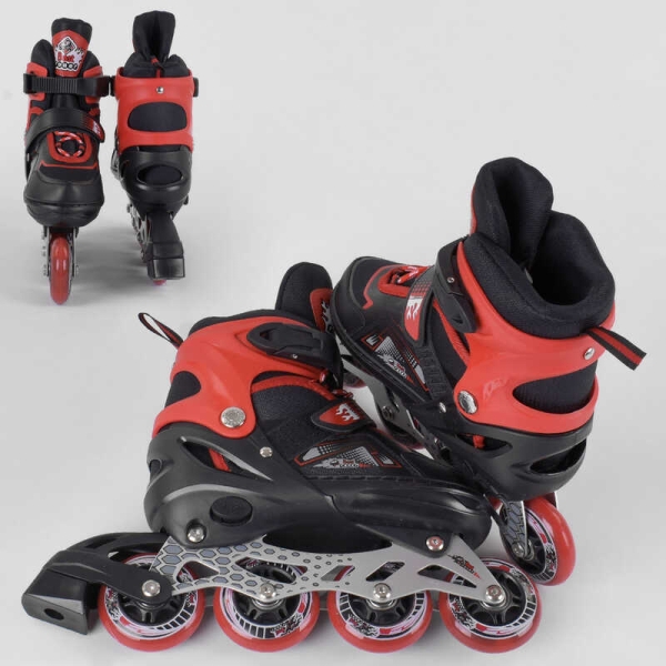 Ролики 8211-S Best Roller/розмір 30-33/колір - ЧЕРВОНИЙ (6) колеса PU, ПЕРЕДНЄ КОЛЕСО СВІТЛО, в сумці, устілка – 17-19.5 см, d коліс - 6.5 см,