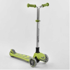 Самокат триколісний Y-00436 (4) Best Scooter, САЛАТОВИЙ, складне алюмінієве кермо, 4 колеса PU зі світлом, d = 12 см