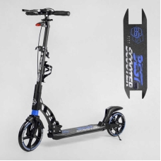 Самокат двоколісний "Best Scooter" 90166-B (2) ФАРА, переднє колесо PU 230 мм, заднє колесо 200мм, 2 амортизатори, дискове гальмо, затискач керма