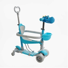 Самокат 5в1 P-92401 Best Scooter, з ДОП. КОЛЕСАМИ, захисний бампер, PU колеса зі світлом, в коробці