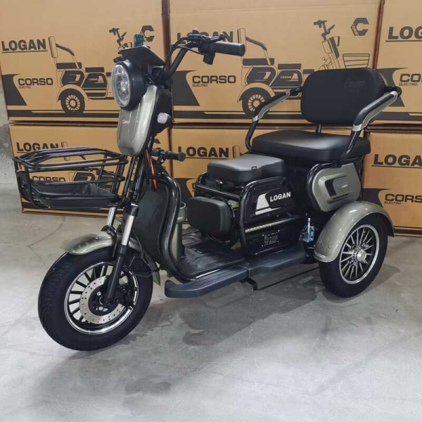Електричний трицикл Corso «Logan» LN-801200 (1) + 1 ЯЩИК АКУМ, двигун 1200W, акумулятор 72V/23Ah, колеса 300-10, в коробці