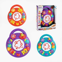 Музичний барабанчик 18317 (36) WToys, 3 кольори, Українське озвучення, пісні, підсвічування, тріскачка, в коробці, ВИДАЄТЬСЯ ТІЛЬКИ МІКС ВИДІВ