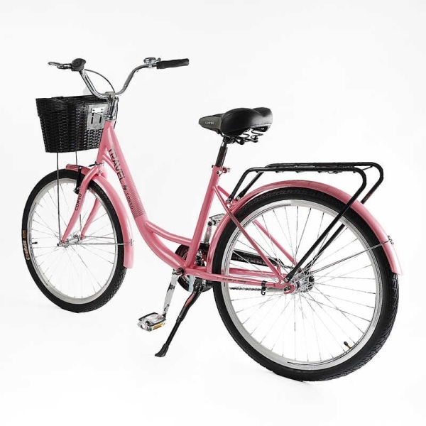Велосипед міський Corso TRAVEL 26" TL-26611 + КОШИК одношвидкісний, сталева рама 16.5", корзина, багажник