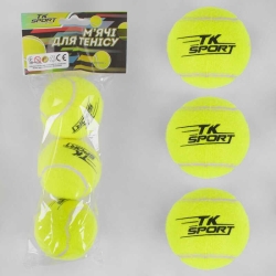 М'яч тенісний C 40194 (80) "TK Sport", 3штуки, d = 6см, в пакеті