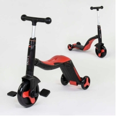 Самокат 3в1 JT 28288 Best Scooter, самокат-велобіг-велосипед, ЧЕРВОНИЙ, світло, 8 мелодій, колеса PU, переднє колесо d = 20см, задні d = 11см