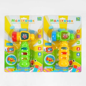 Музичний молоточок 37156 (96/2) "TK Group", 2 види, ОЗВУЧУВАННЯ УКРАЇНСЬКОЮ МОВОЮ, пісня, звуки, підсвічування, на листі