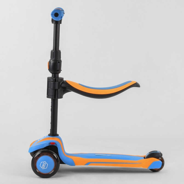 Самокат триколісний Best Scooter JS-30918  (4) з сидінням, алюмінієве кермо, 3 колеса PU зі світлом, d = 12 см