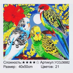 Картина за номерами YCGJ 36882 (30) TK Group, 40х50 см, “Веселі папужки”, в коробці