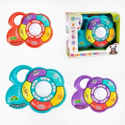 Музична квітка 34771 (36) WToys, 3 кольори, Українське озвучення, казки, вірші, пісні, мелодії, підсвічування, ноти, літери, в коробці, ВИДАЄТЬСЯ ТІЛЬКИ МІКС ВИДІВ