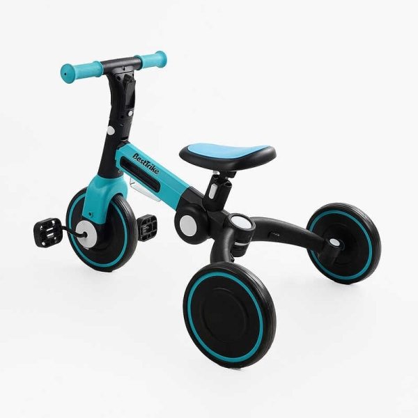 Велосипед 3-х колісний BS-77552 "Best Trike" колеса EVA переднє 8", заднє 6", нейлонова рама, трансформується у велобіг, підсвічування, в коробці