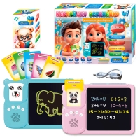 Картридер Всезнайко 94930 (24) "WToys", 2 кольори, ОЗВУЧУВАННЯ УКРАЇНСЬКОЮ МОВОЮ, вбудований акумулятор, розмір - 24х1.5х17 см, кольорова LCD - дошка, діагональ - 8 дюймів, стилус, 122 двосторонні картки, 18 тем для вивчення, казки, пісні, цікав